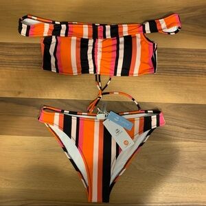 NWT Cupshe Multi Colored 2 Piece Bathing Suit Sz. MEDIUM